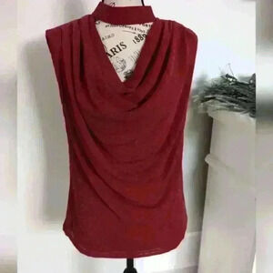 GRACE KARIN | Women's Burgundy Glitter Sleeveless Cowl Neck Blouse